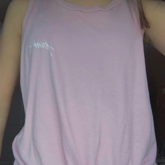 baby pink tank-top (cropped) tied in front - Picture 3 of 4